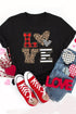 Black Love Heart Plaid Striped Leopard Print Graphic T Shirt